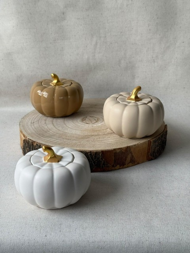 Bougie citrouille en jesmonite